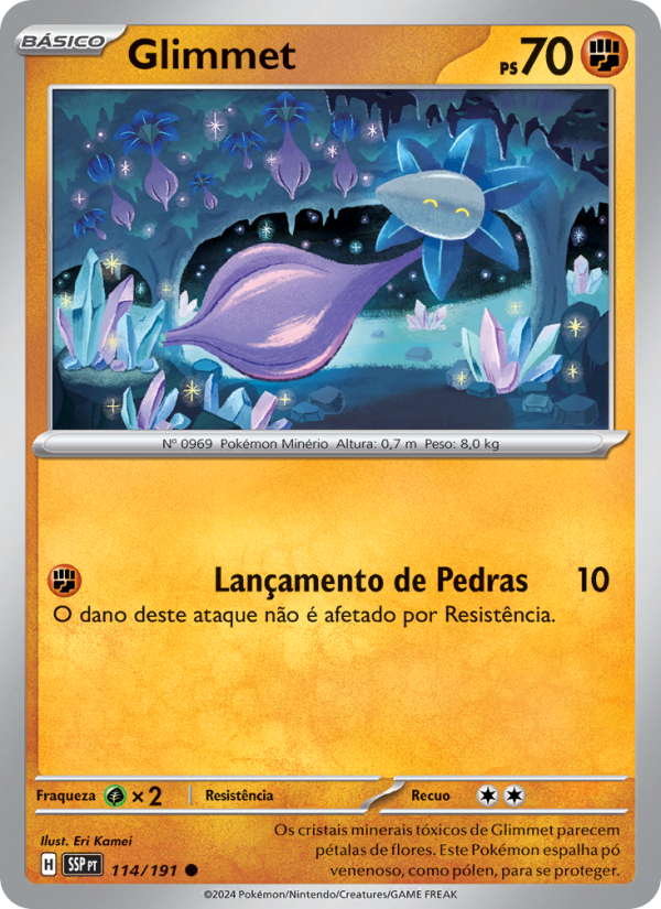 Glimmet 114 — Fagulhas Impetuosas (Portuguese Pokémon TCG card)