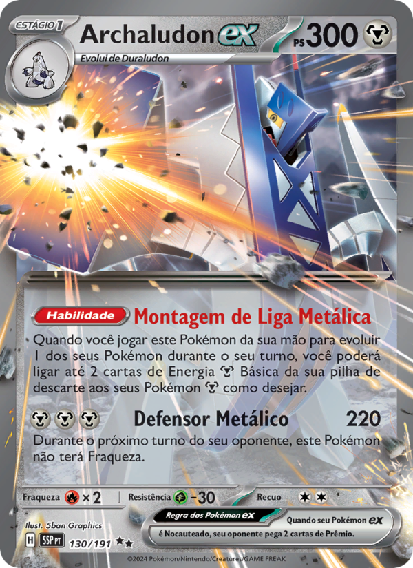 Archaludon ex 130 — Fagulhas Impetuosas (Portuguese Pokémon TCG card)