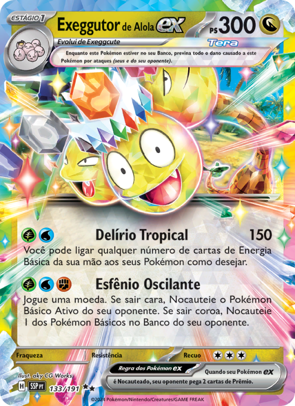 Exeggutor de Alola ex 133 — Fagulhas Impetuosas (Portuguese Pokémon TCG card)