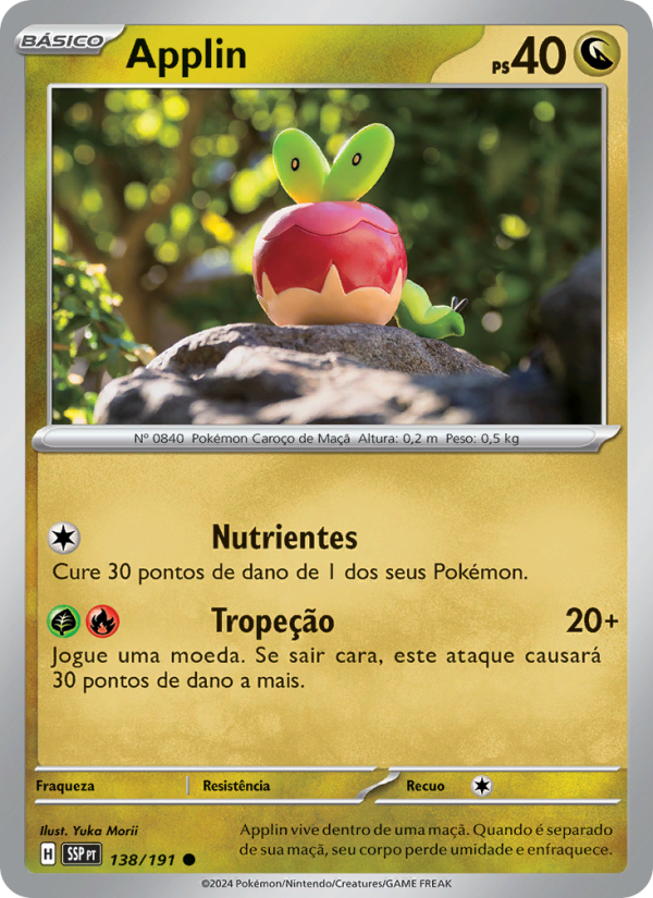 Applin 138 — Fagulhas Impetuosas (Portuguese Pokémon TCG card)