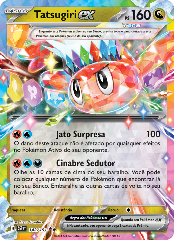 Tatsugiri ex 142 — Fagulhas Impetuosas (Portuguese Pokémon TCG card)