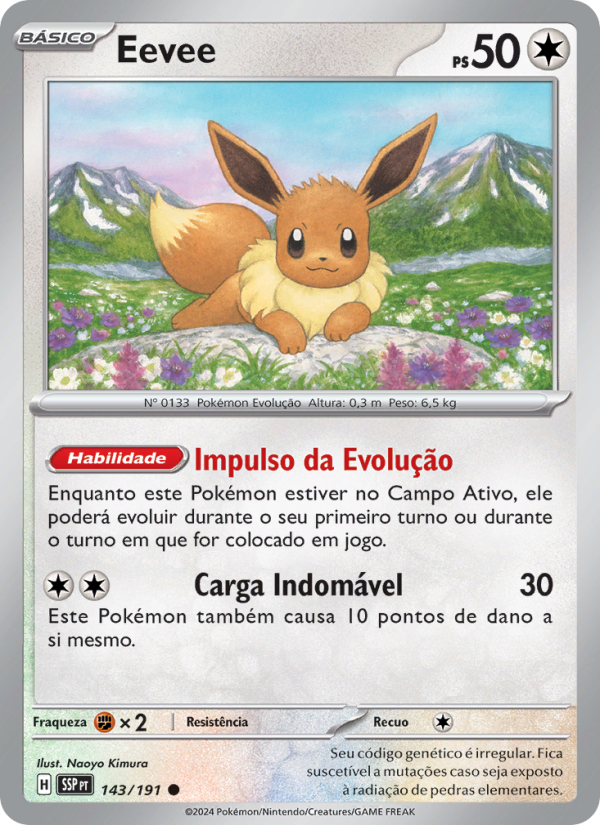 Eevee 143 — Fagulhas Impetuosas (Portuguese Pokémon TCG card)