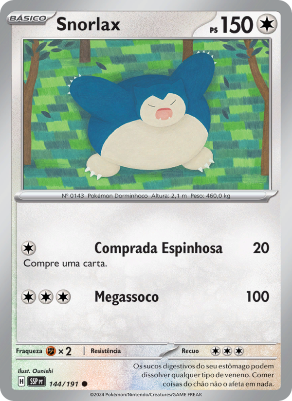 Snorlax 144 — Surging Sparks (Portuguese Pokémon TCG card)