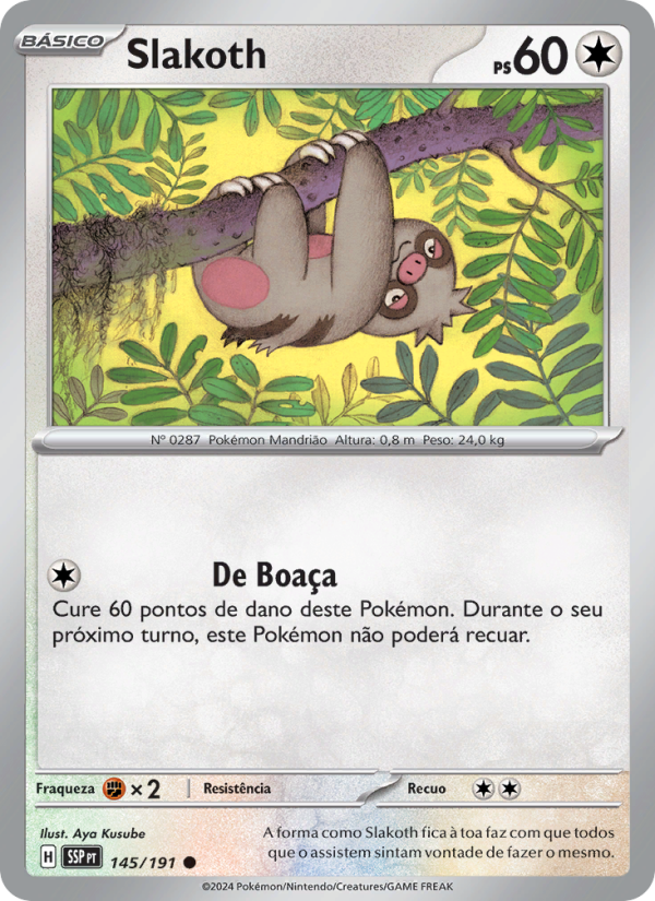 Slakoth 145 — Surging Sparks (Portuguese Pokémon TCG card)