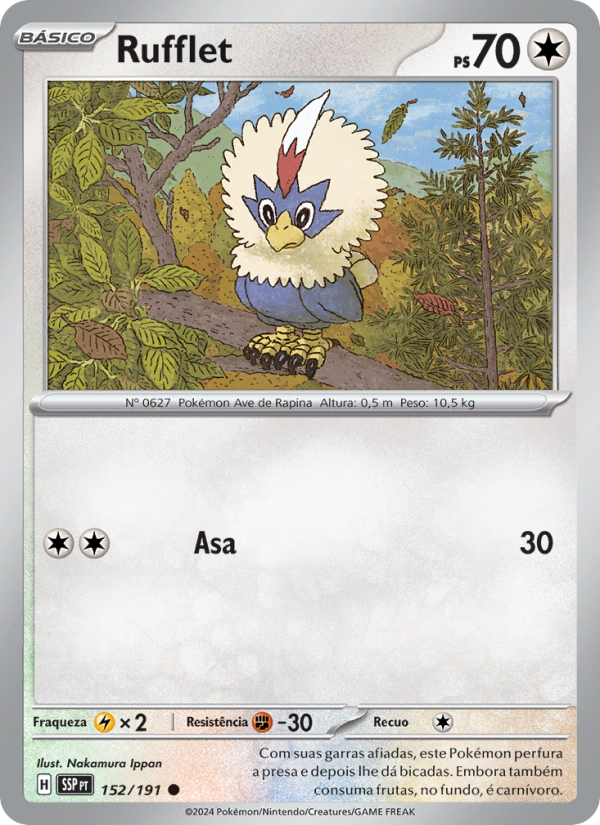 Rufflet 152 — Fagulhas Impetuosas (Portuguese Pokémon TCG card)
