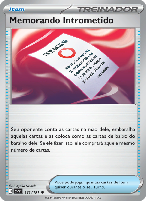 Memorando Intrometido 181 — Fagulhas Impetuosas (Portuguese Pokémon TCG card)