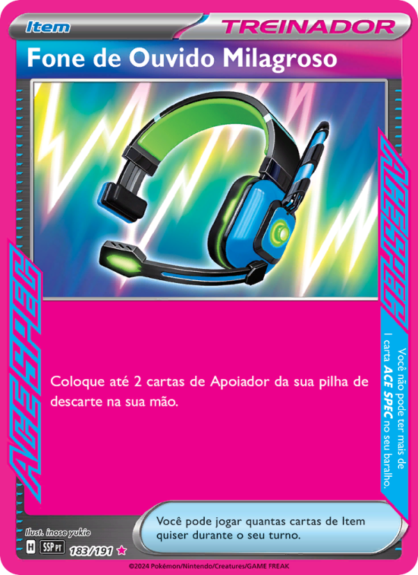 Fone de Ouvido Milagroso 183 — Fagulhas Impetuosas (Portuguese Pokémon TCG card)