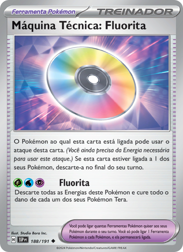 Máquina Técnica: Fluorita 188 — Fagulhas Impetuosas (Portuguese Pokémon TCG card)