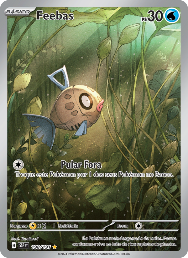 Feebas 198 — Fagulhas Impetuosas (Portuguese Pokémon TCG card)