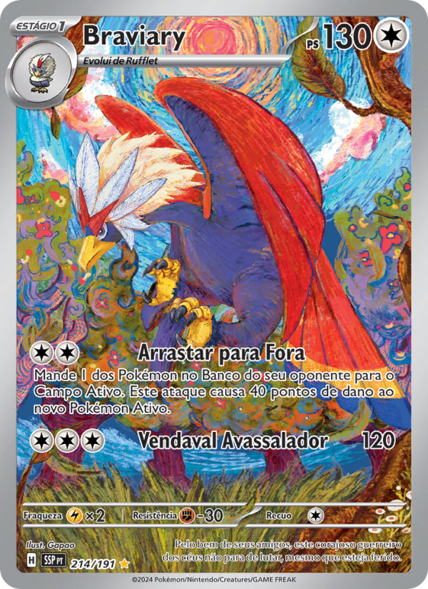 Braviary 214 — Fagulhas Impetuosas (Portuguese Pokémon TCG card)