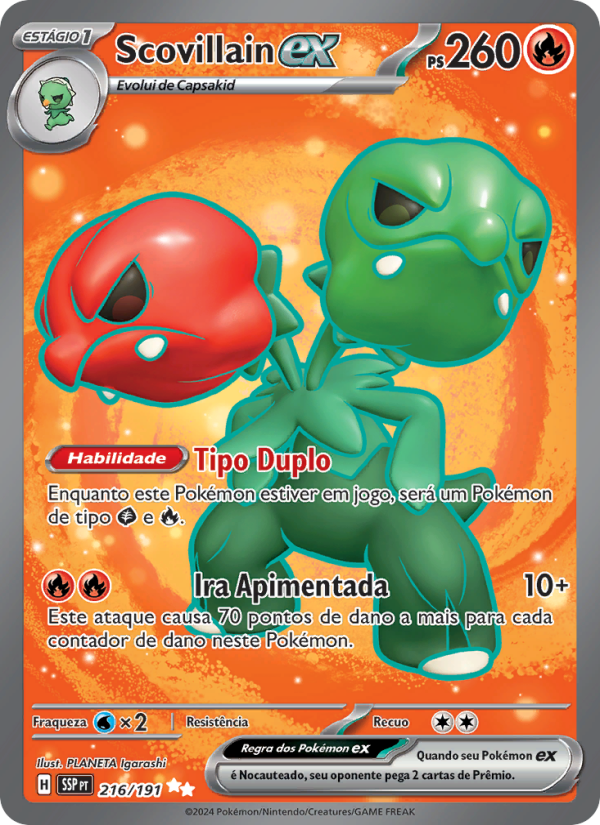 Scovillain ex 216 — Fagulhas Impetuosas (Portuguese Pokémon TCG card)