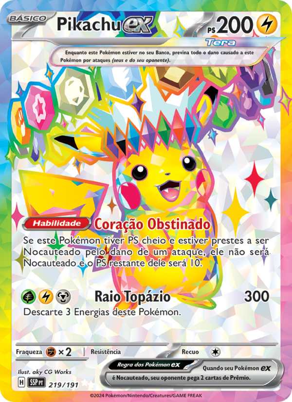 Pikachu ex 219 — Fagulhas Impetuosas (Portuguese Pokémon TCG card)
