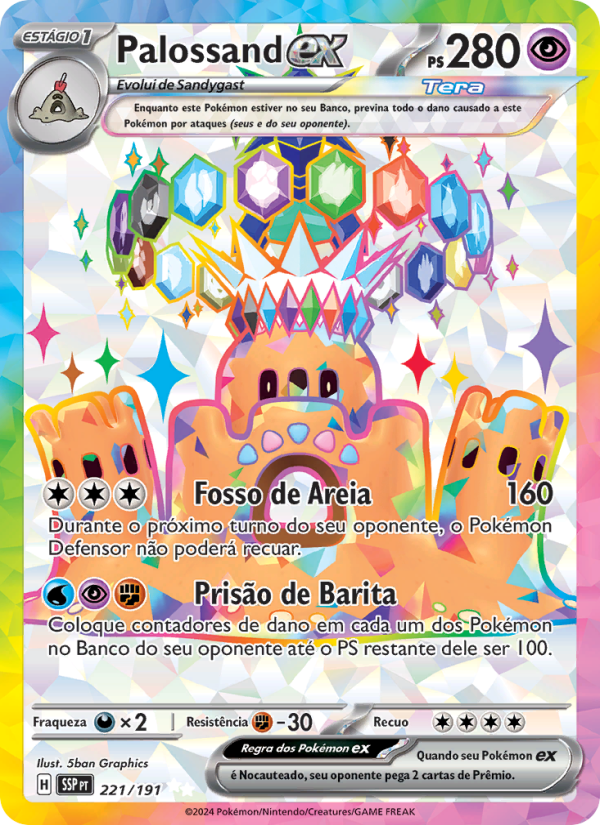 Palossand ex 221 — Fagulhas Impetuosas (Portuguese Pokémon TCG card)