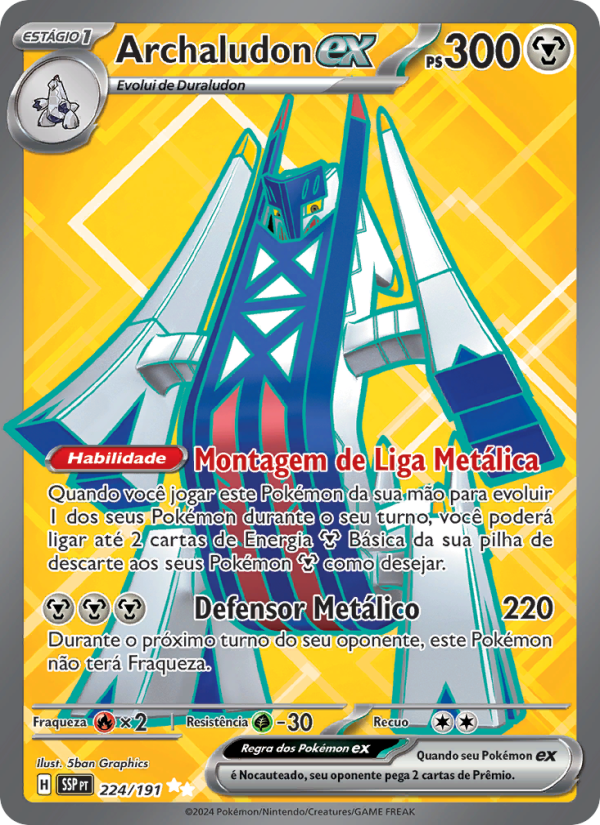 Archaludon ex 224 — Fagulhas Impetuosas (Portuguese Pokémon TCG card)