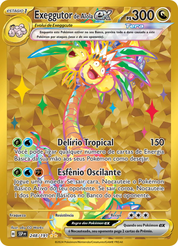 Exeggutor de Alola ex 248 — Fagulhas Impetuosas (Portuguese Pokémon TCG card)