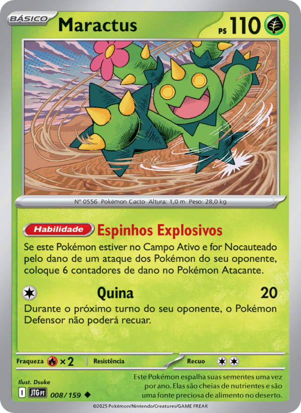 Maractus 008 — Journey Together (Portuguese Pokémon TCG card)