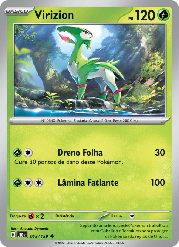 Virizion 015 — Amigos de Jornada (Portuguese Pokémon TCG card)