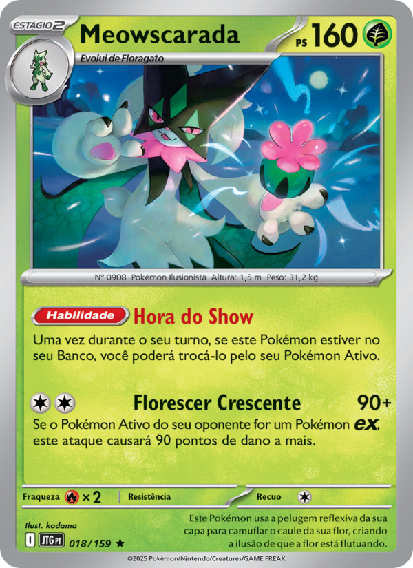 Meowscarada 018 — Amigos de Jornada (Portuguese Pokémon TCG card)