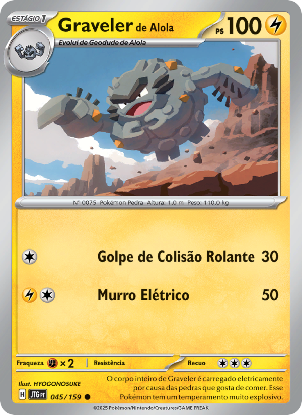 Graveler de Alola 045 — Amigos de Jornada (Portuguese Pokémon TCG card)