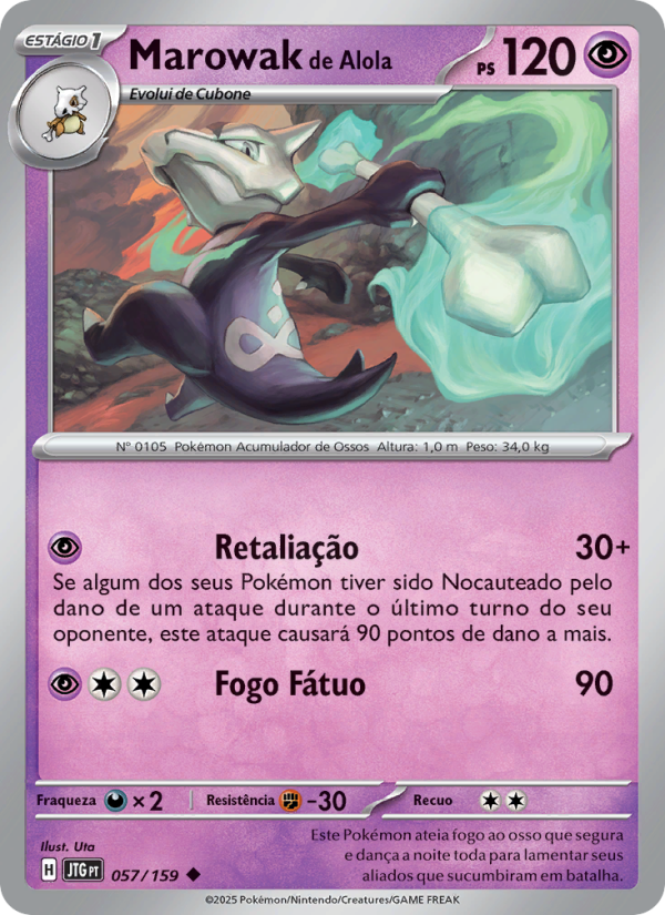 Marowak de Alola 057 — Amigos de Jornada (Portuguese Pokémon TCG card)