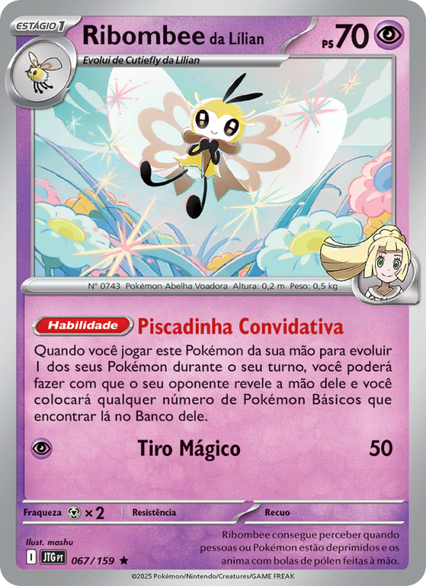 Ribombee da Lílian 067 — Amigos de Jornada (Portuguese Pokémon TCG card)