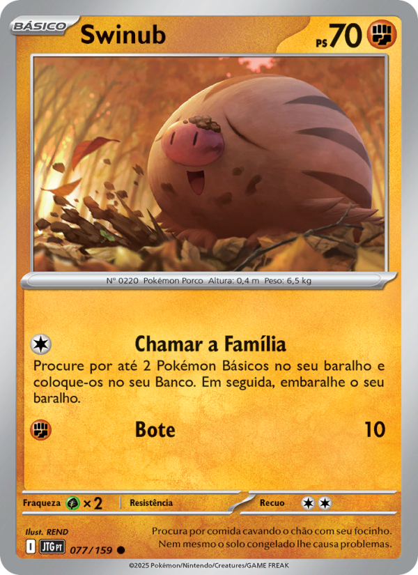 Swinub 077 — Amigos de Jornada (Portuguese Pokémon TCG card)