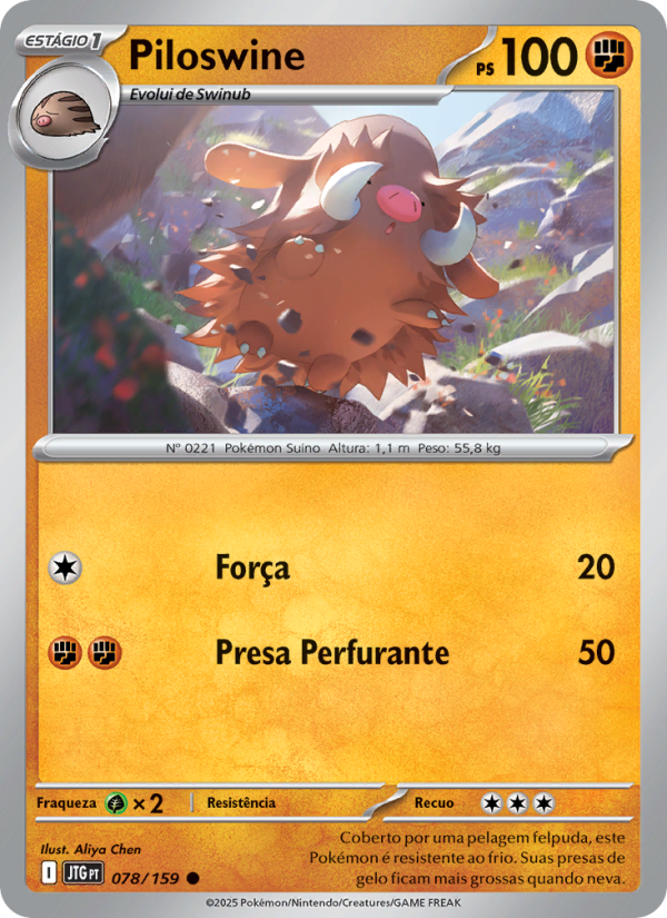 Piloswine 078 — Amigos de Jornada (Portuguese Pokémon TCG card)