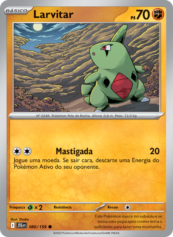 Larvitar 080 — Amigos de Jornada (Portuguese Pokémon TCG card)