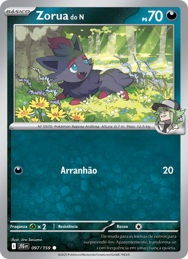 Zorua do N 097 — Amigos de Jornada (Portuguese Pokémon TCG card)