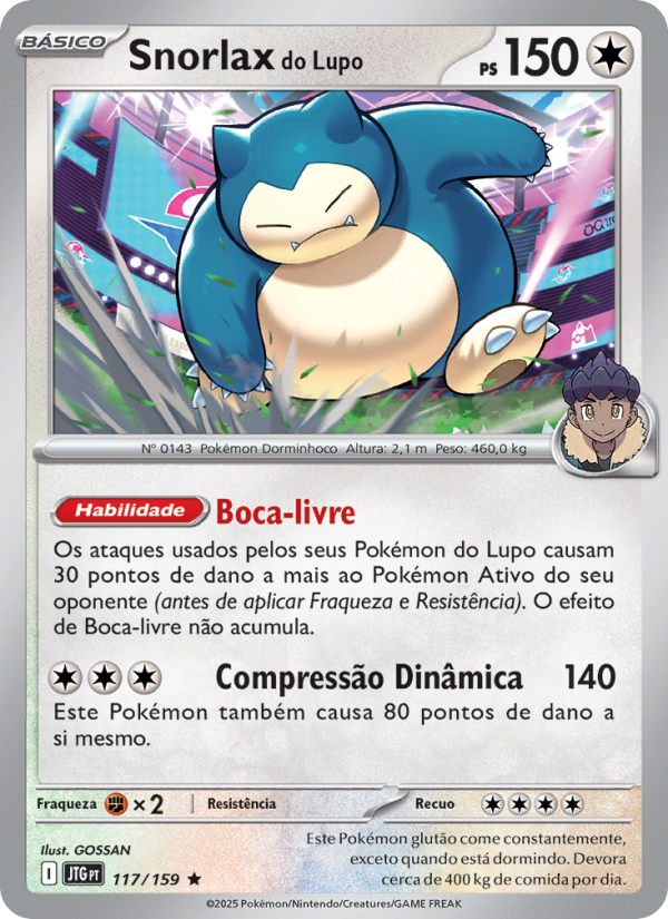 Snorlax do Lupo 117 — Journey Together (Portuguese Pokémon TCG card)