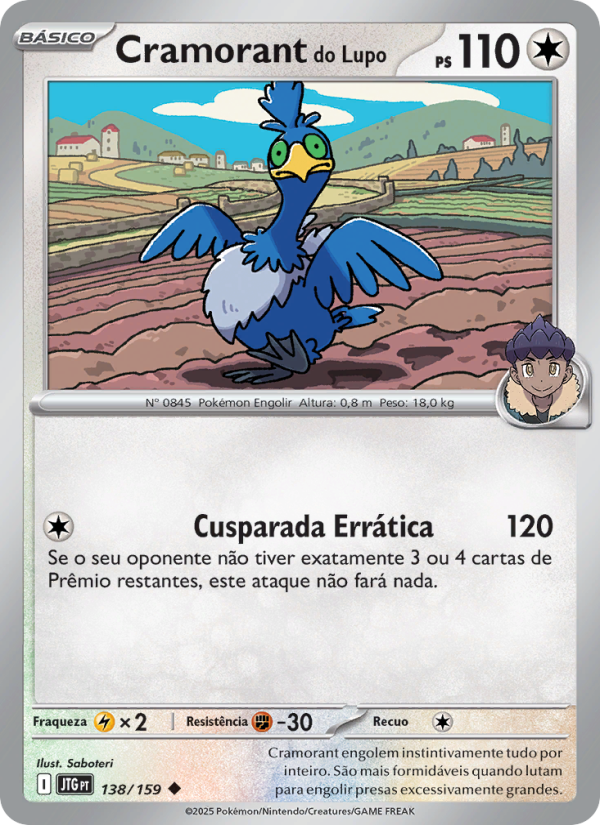 Cramorant do Lupo 138 — Journey Together (Portuguese Pokémon TCG card)