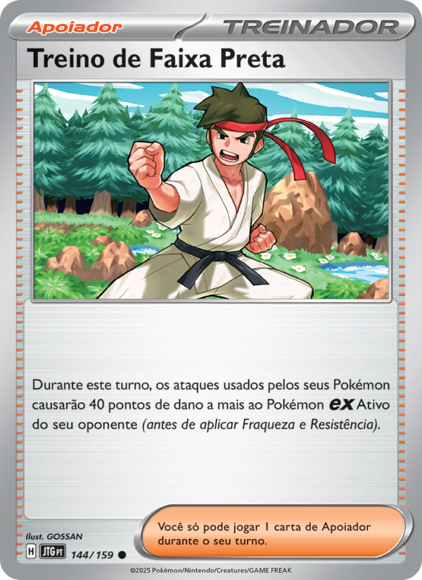 Treino de Faixa Preta 144 — Amigos de Jornada (Portuguese Pokémon TCG card)