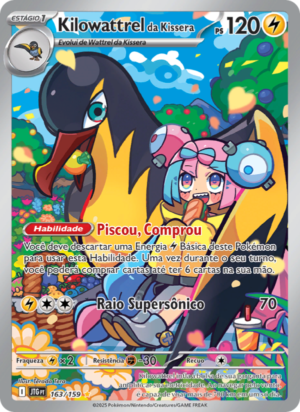 Kilowattrel da Kissera 163 — Journey Together (Portuguese Pokémon TCG card)