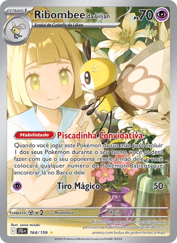 Ribombee da Lílian 164 — Journey Together (Portuguese Pokémon TCG card)