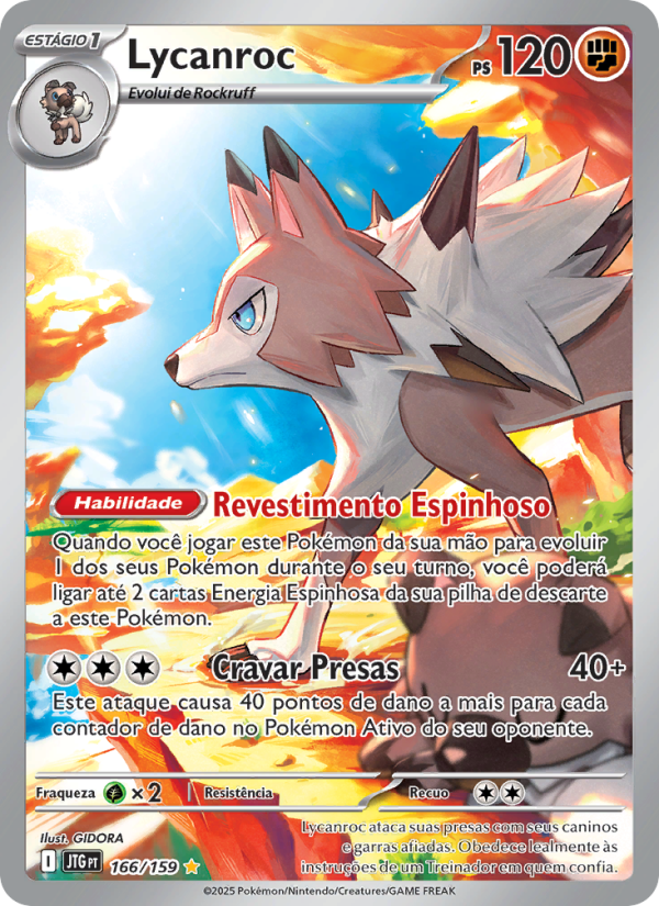 Lycanroc 166 — Amigos de Jornada (Portuguese Pokémon TCG card)