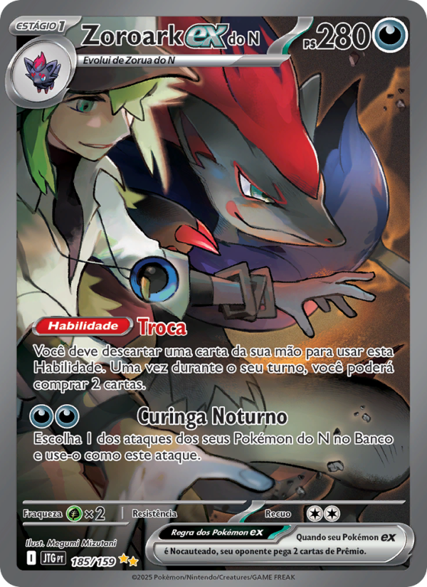 Zoroark ex do N 185 — Amigos de Jornada (Portuguese Pokémon TCG card)