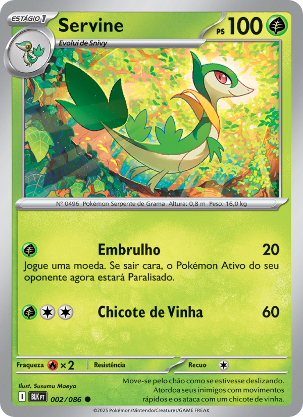 Servine 002 — Raio Preto (Portuguese Pokémon TCG card)