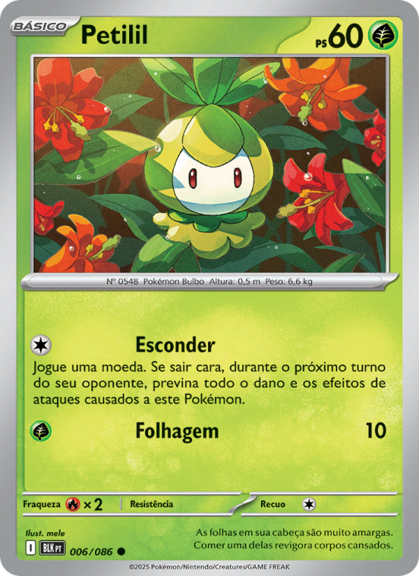 Petilil 006 — Raio Preto (Portuguese Pokémon TCG card)