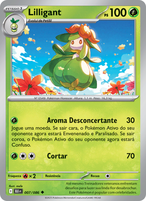 Lilligant 007 — Raio Preto (Portuguese Pokémon TCG card)