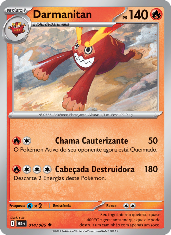 Darmanitan 014 — Raio Preto (Portuguese Pokémon TCG card)