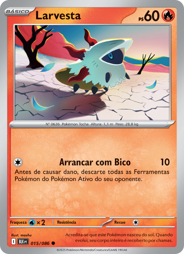 Larvesta 015 — Raio Preto (Portuguese Pokémon TCG card)