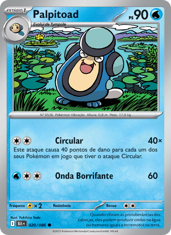 Palpitoad 020 — Raio Preto (Portuguese Pokémon TCG card)
