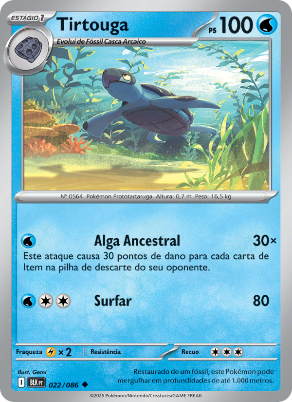 Tirtouga 022 — Raio Preto (Portuguese Pokémon TCG card)