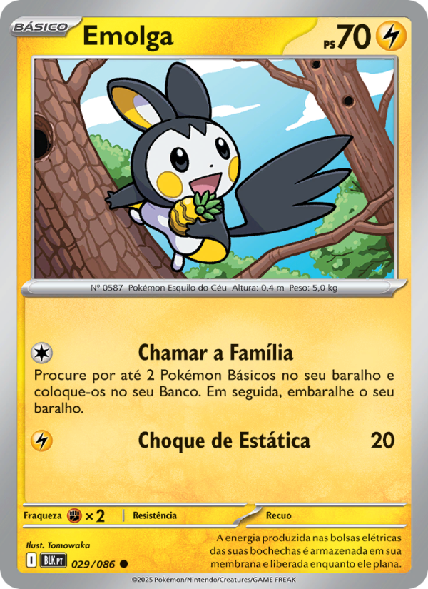Emolga 029 — Raio Preto (Portuguese Pokémon TCG card)