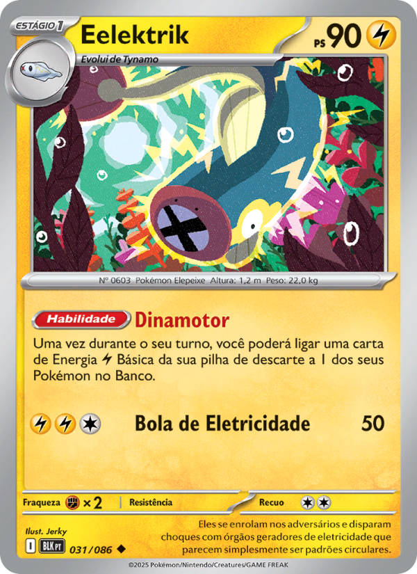 Eelektrik 031 — Raio Preto (Portuguese Pokémon TCG card)