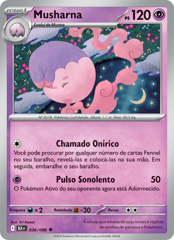 Musharna 036 — Raio Preto (Portuguese Pokémon TCG card)