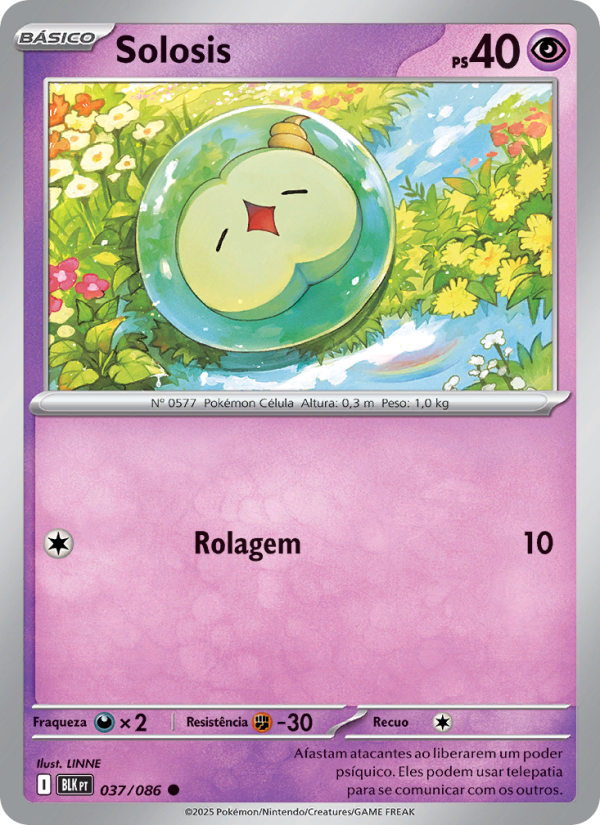 Solosis 037 — Raio Preto (Portuguese Pokémon TCG card)