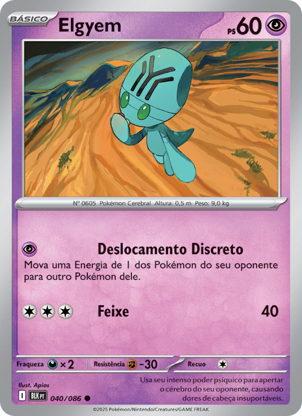 Elgyem 040 — Raio Preto (Portuguese Pokémon TCG card)