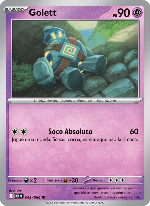 Golett 042 — Raio Preto (Portuguese Pokémon TCG card)