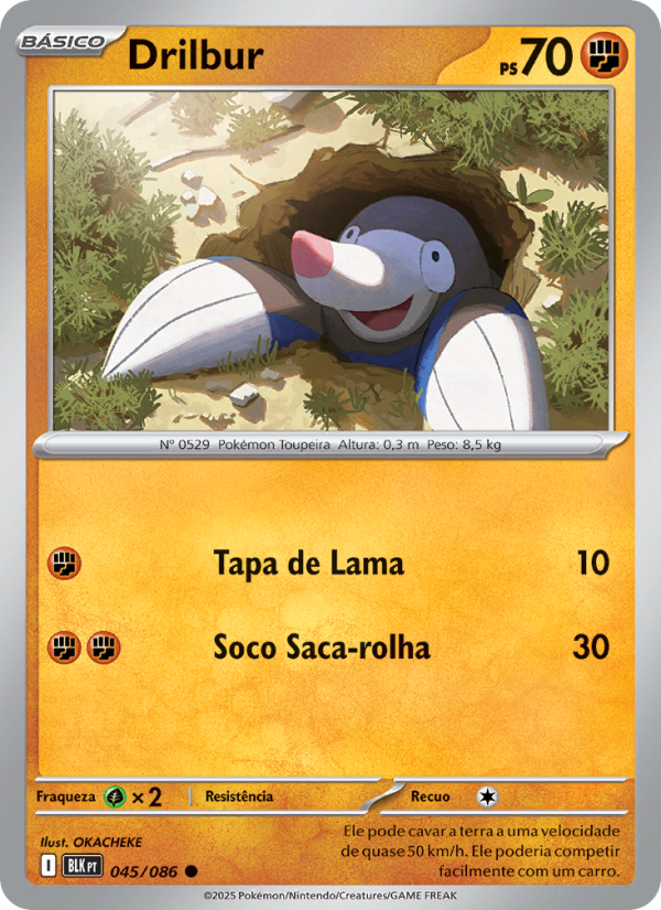 Drilbur 045 — Raio Preto (Portuguese Pokémon TCG card)